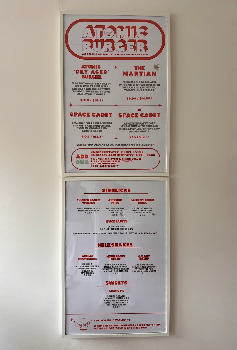 Menu, Atomic Burger