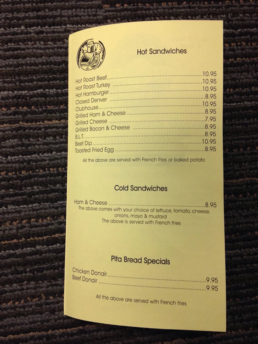 Menu, Burger Baron