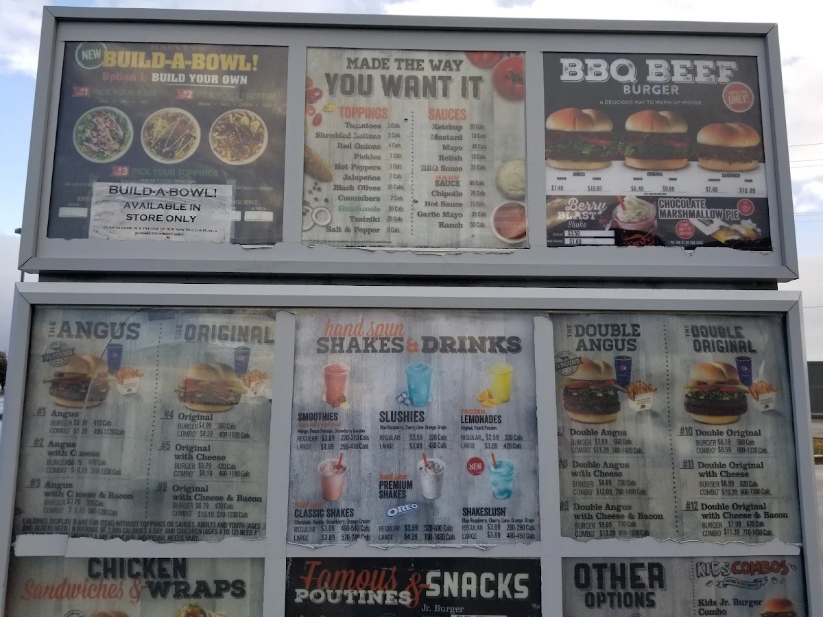 Menu, Harvey's