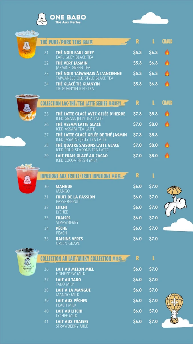 Menu, One Babo