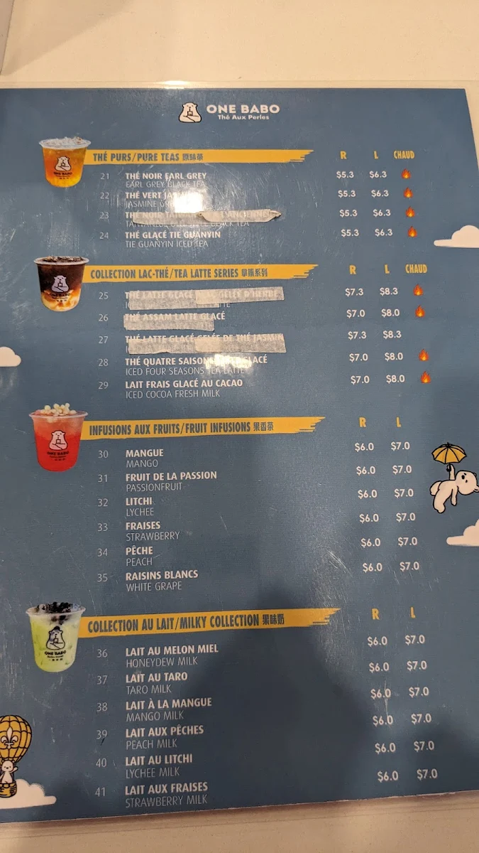 Menu, One Babo