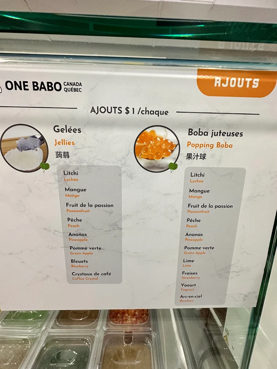 Menu, One Babo