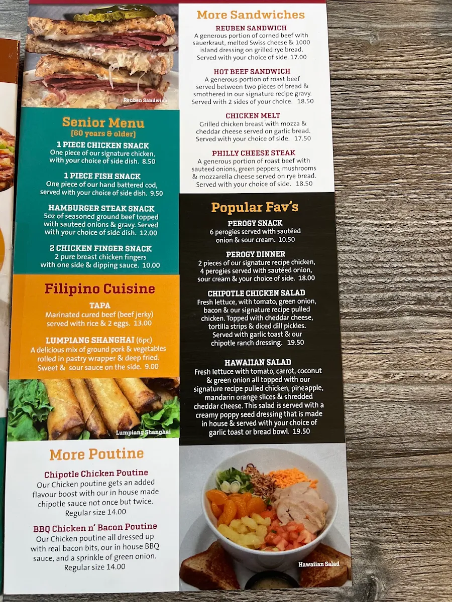 Menu, Chicken Chef Neepawa