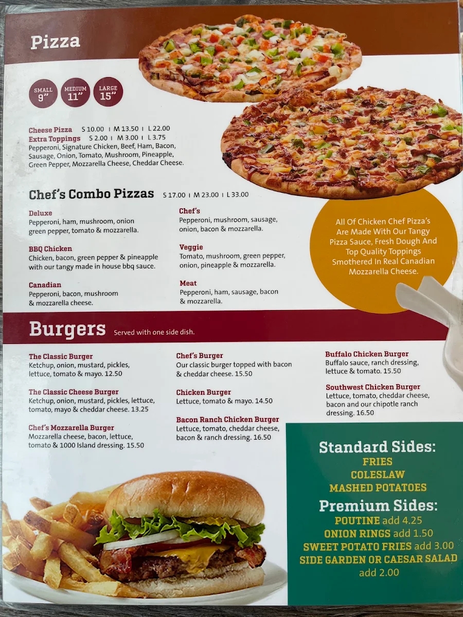 Menu, Chicken Chef Neepawa