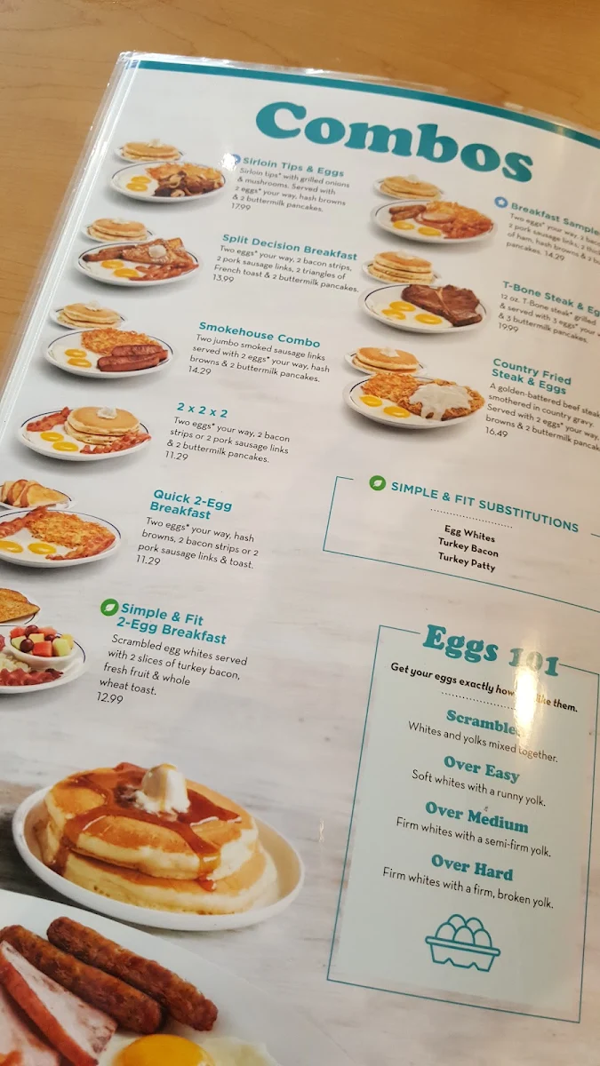 Menu, IHOP