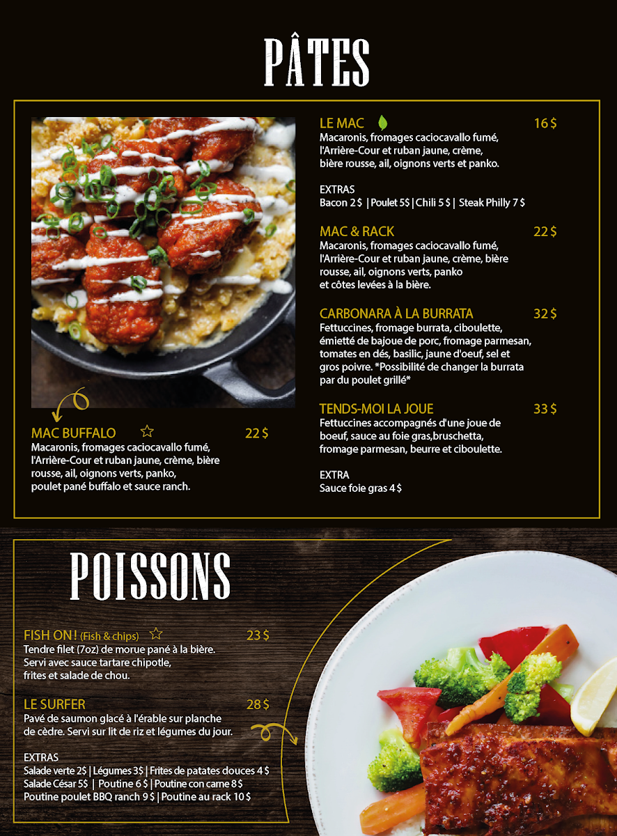 Menu, Le Balthazar Faubourg Boisbriand