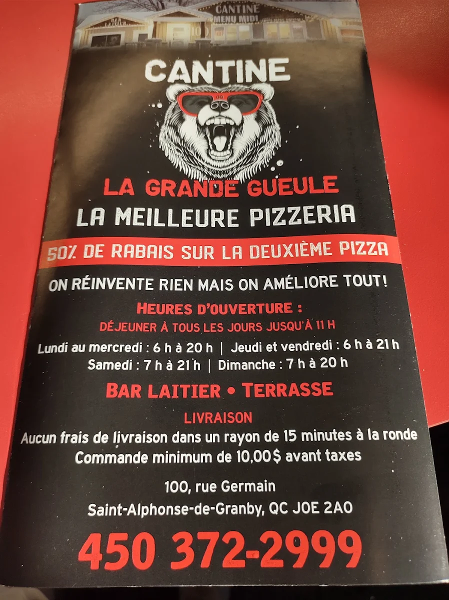 Menu, Cantine La Grande Gueule