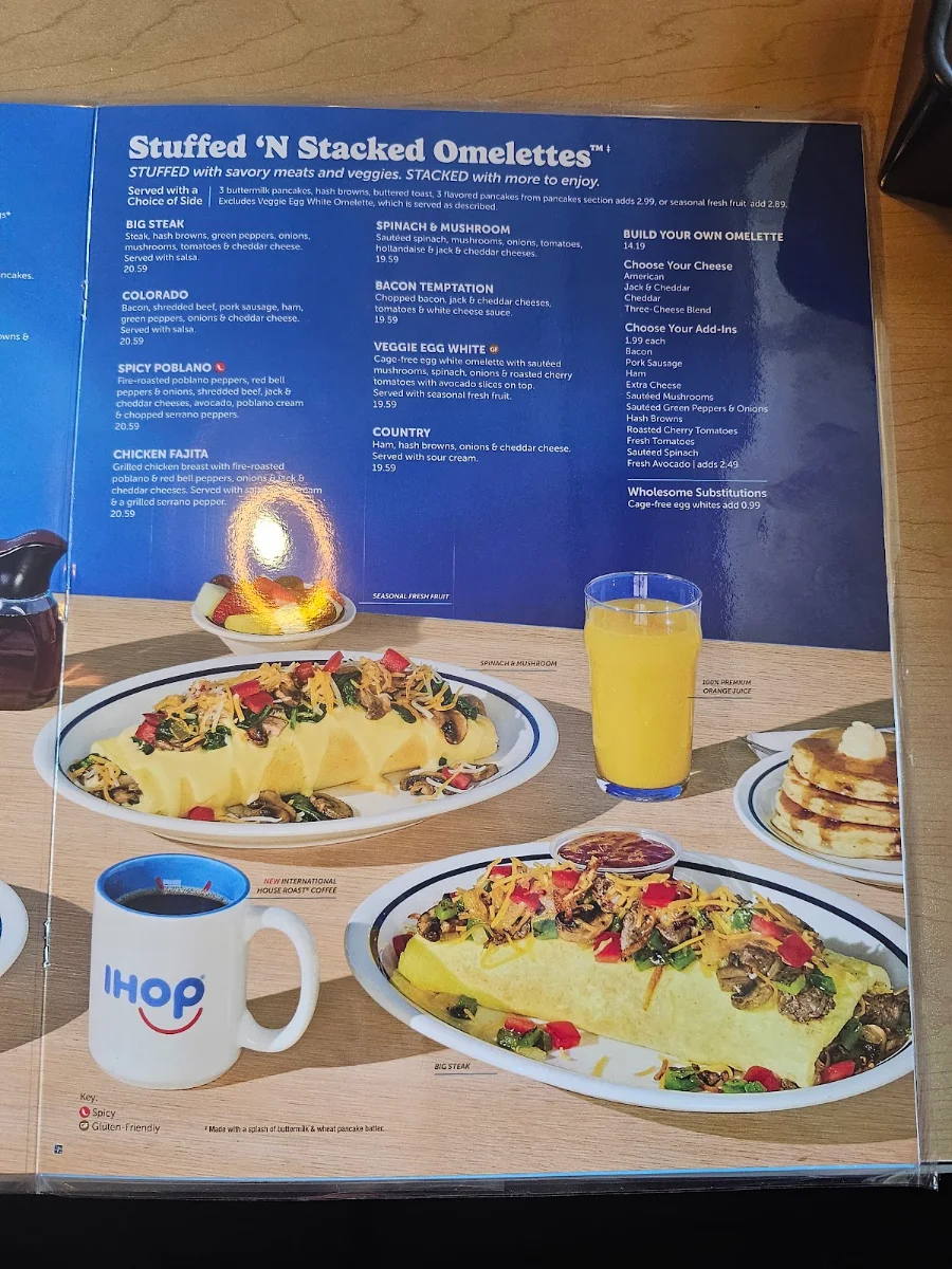 Menu, IHOP