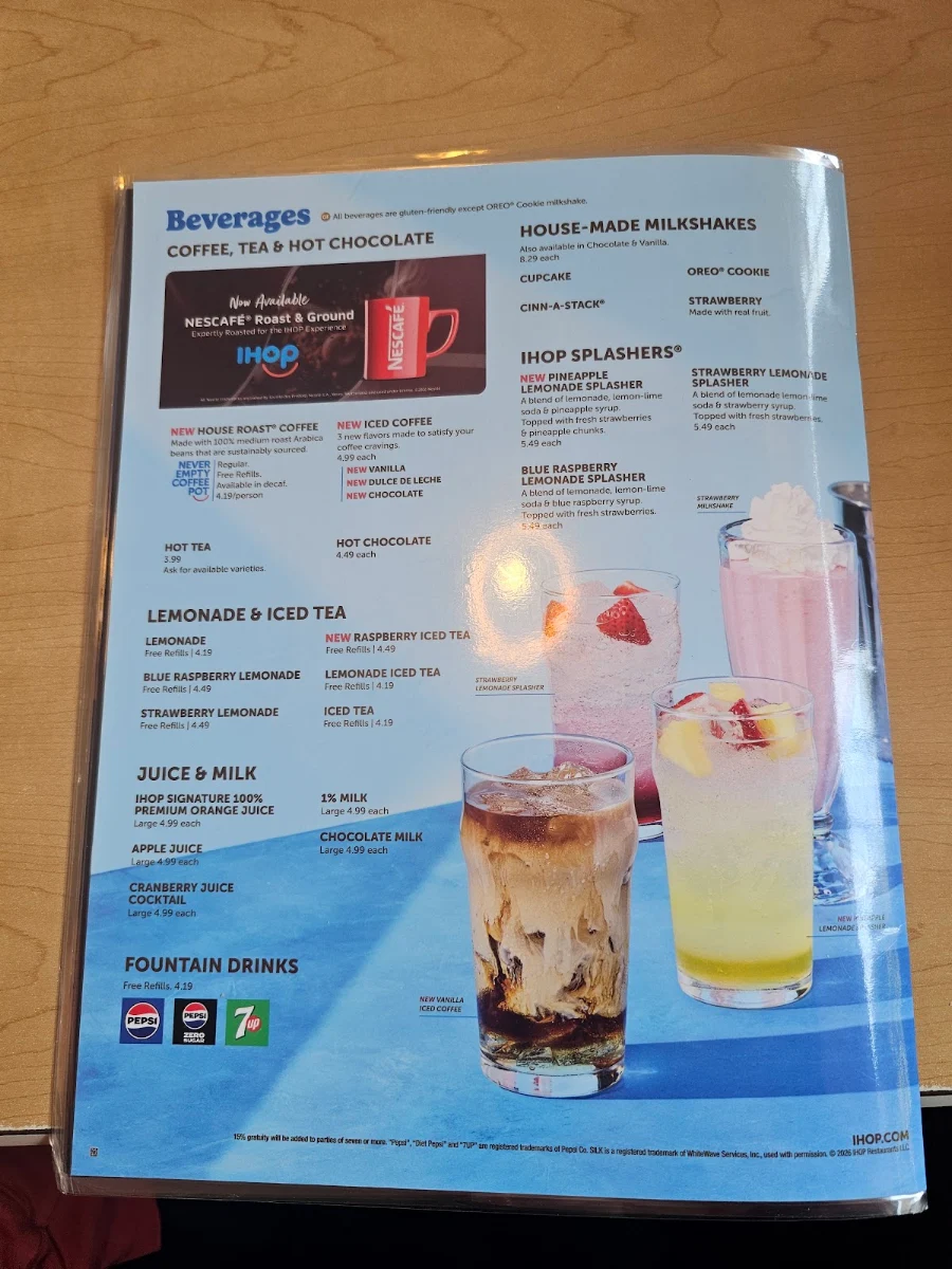 Menu, IHOP