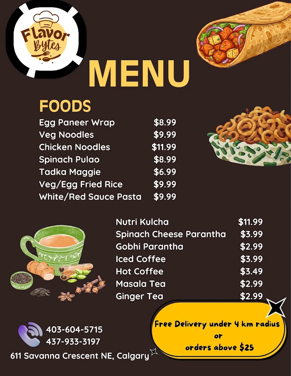 Menu, Flavor Bytes