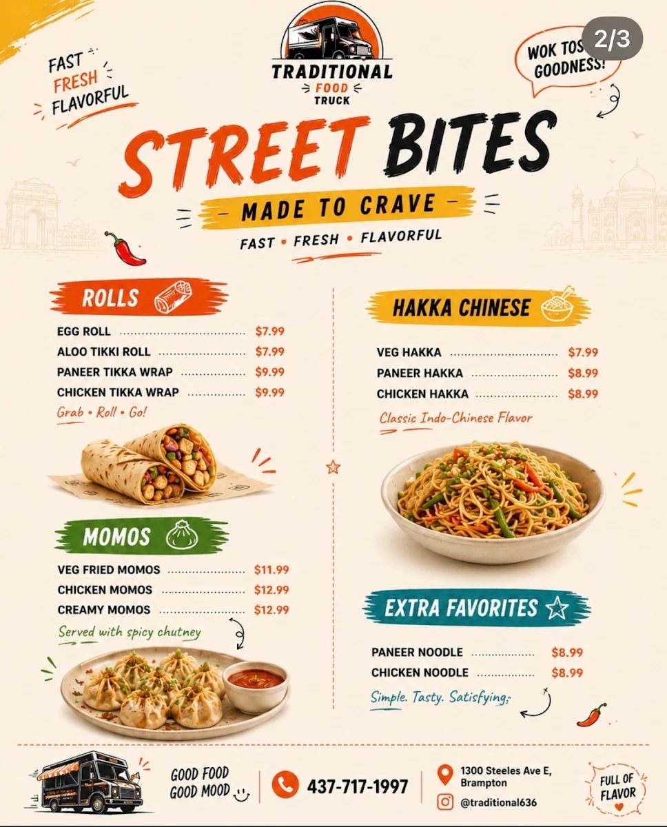 Menu, Traditional fast food ( truck)