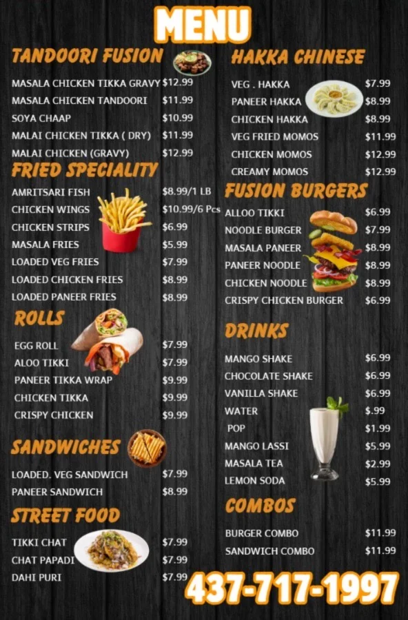 Menu, Traditional fast food ( truck)