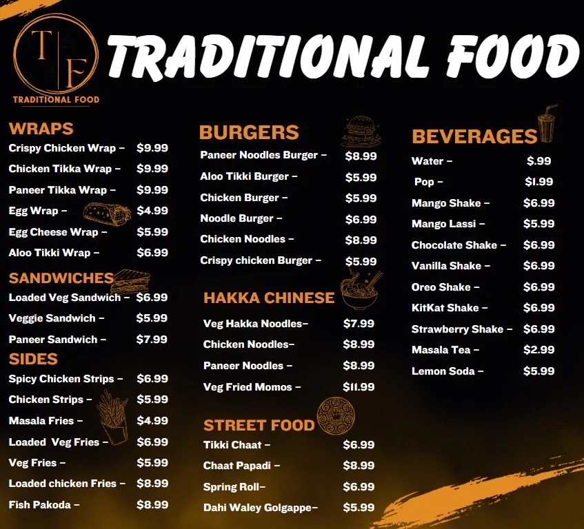 Menu, Traditional fast food ( truck)