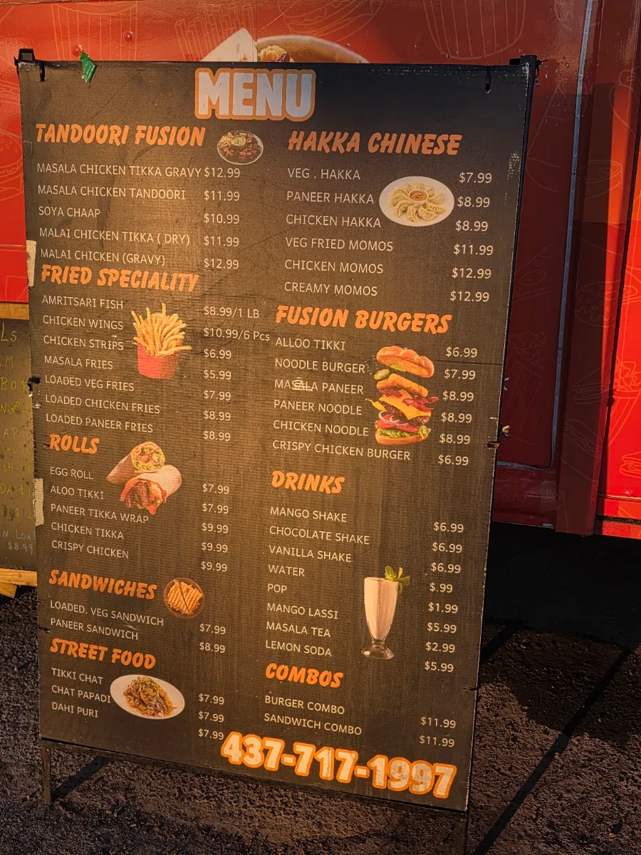 Menu, Traditional fast food ( truck)