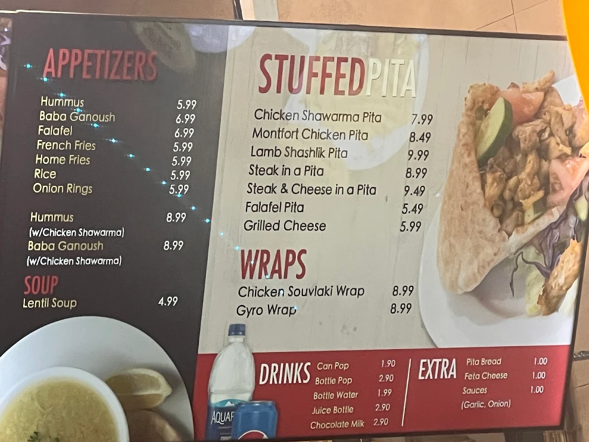 Menu, Montfort Mediterranean Grill