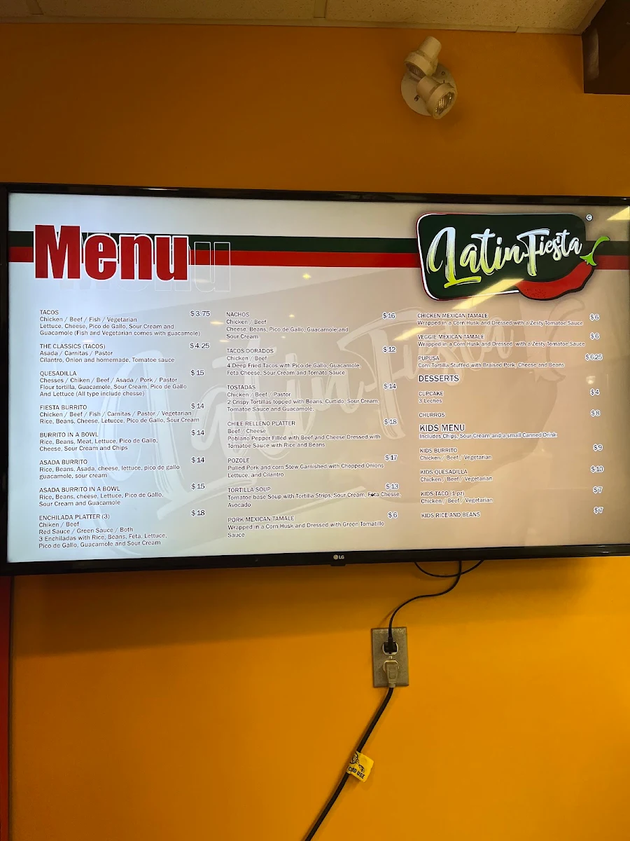 Menu, Latin Fiesta