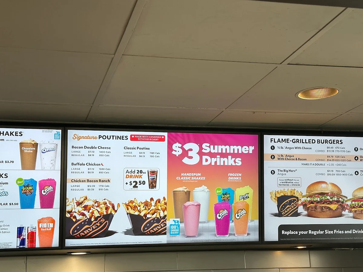 Menu, Harvey's