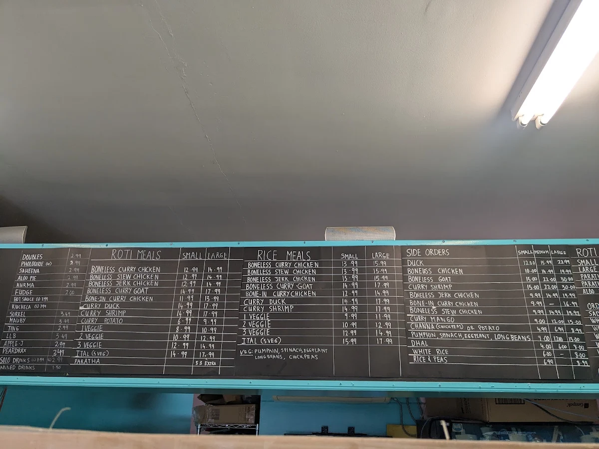 Menu, Danforth Roti Shop