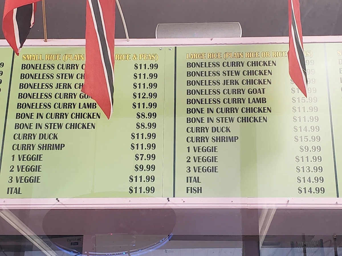 Menu, Danforth Roti Shop