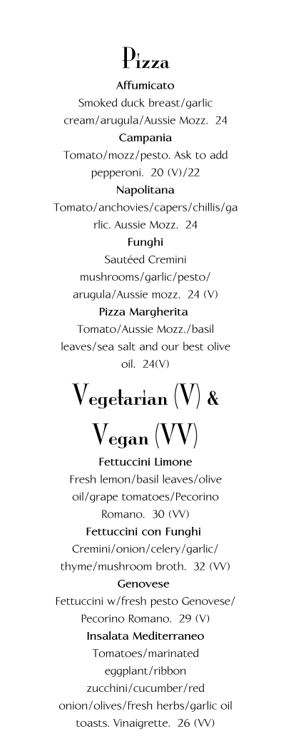Menu, Bistro 54