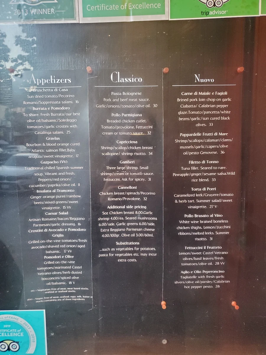 Menu, Bistro 54