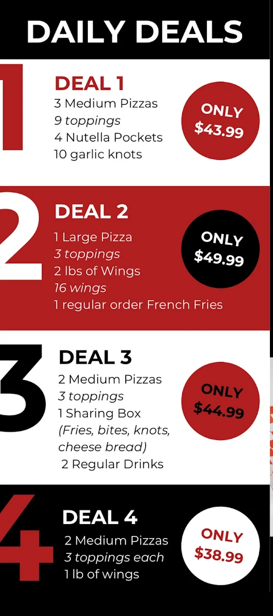 Menu, Pizza Lab