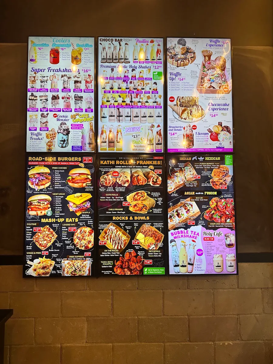 Menu, Holy Shakes Ajax Harwood