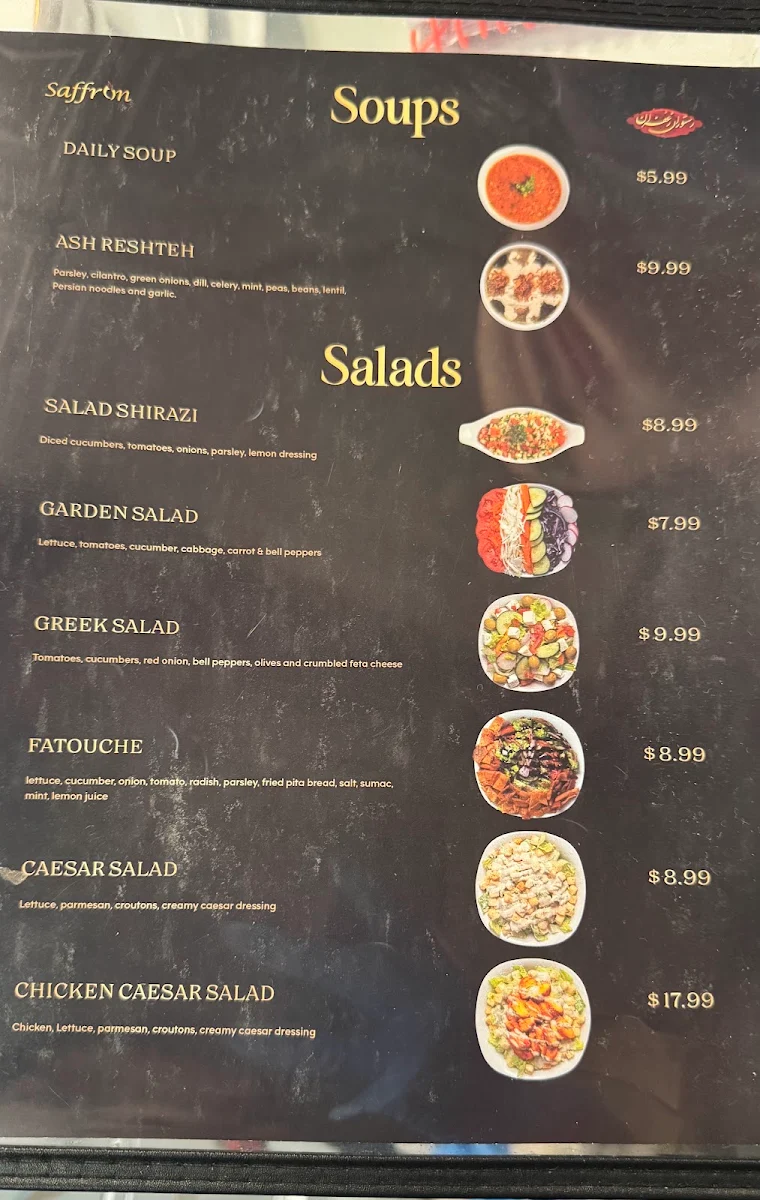 Menu, Saffron Kabab Restaurant