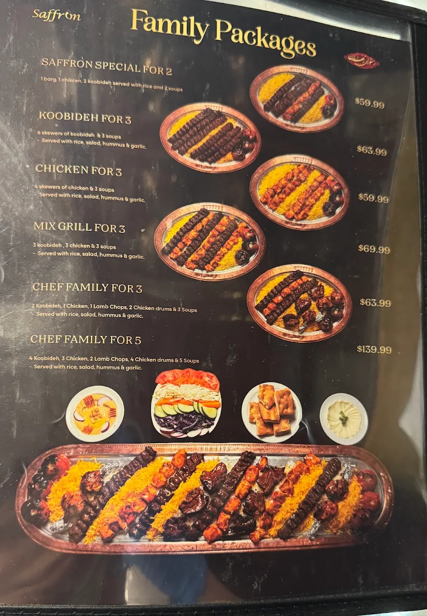 Menu, Saffron Kabab Restaurant