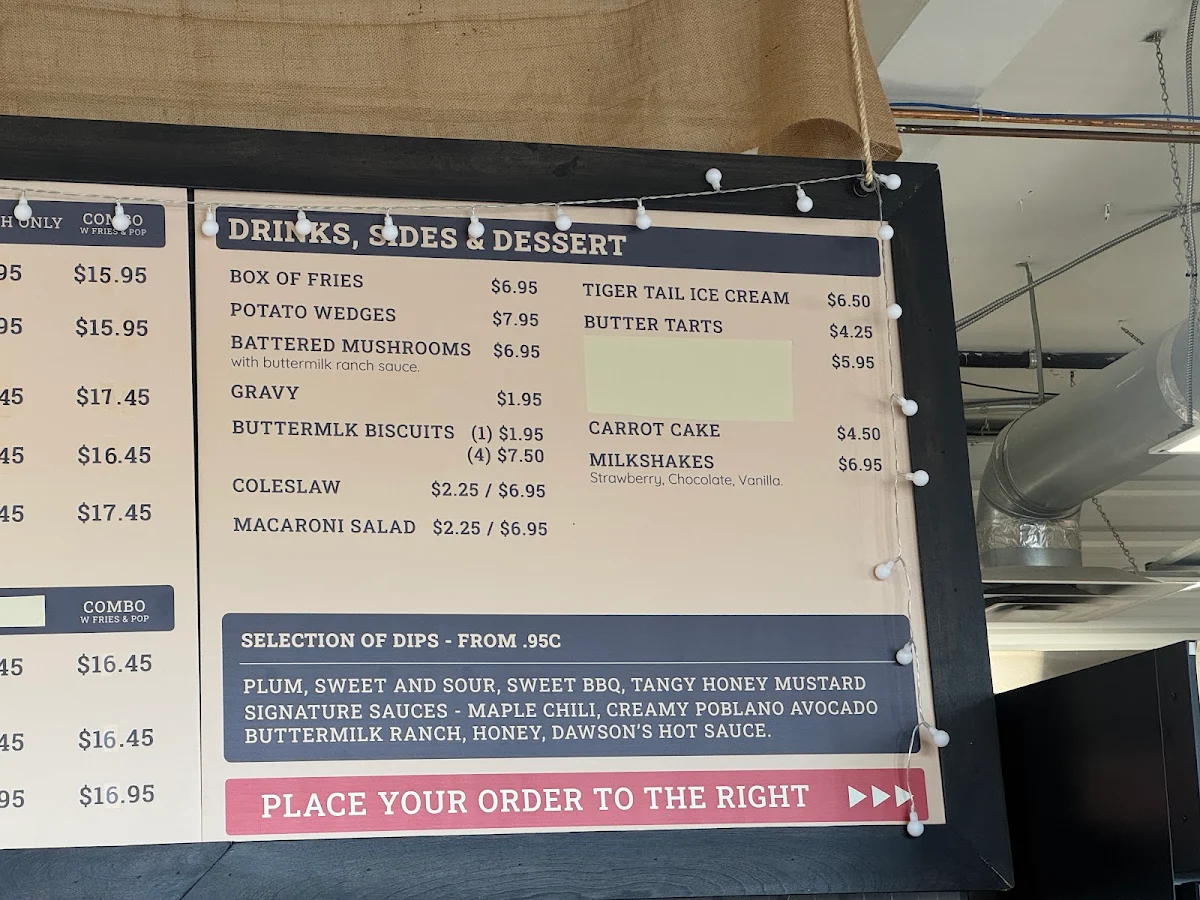 Menu, Golden Tenders