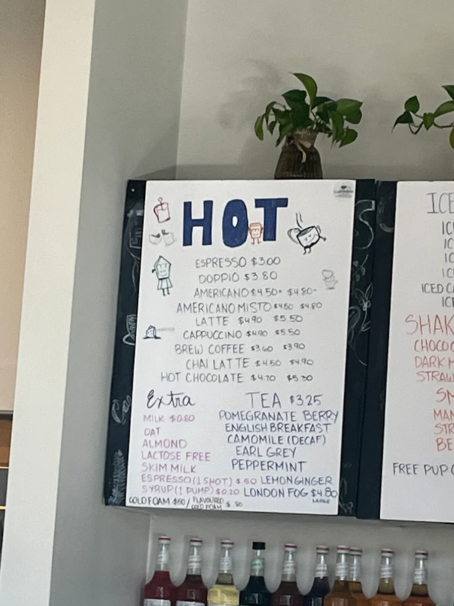 Menu, Café Delicia