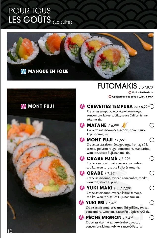 Menu, Aki Sushi Anjou Joseph-Renaud