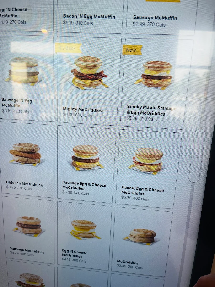 Menu, McDonald's