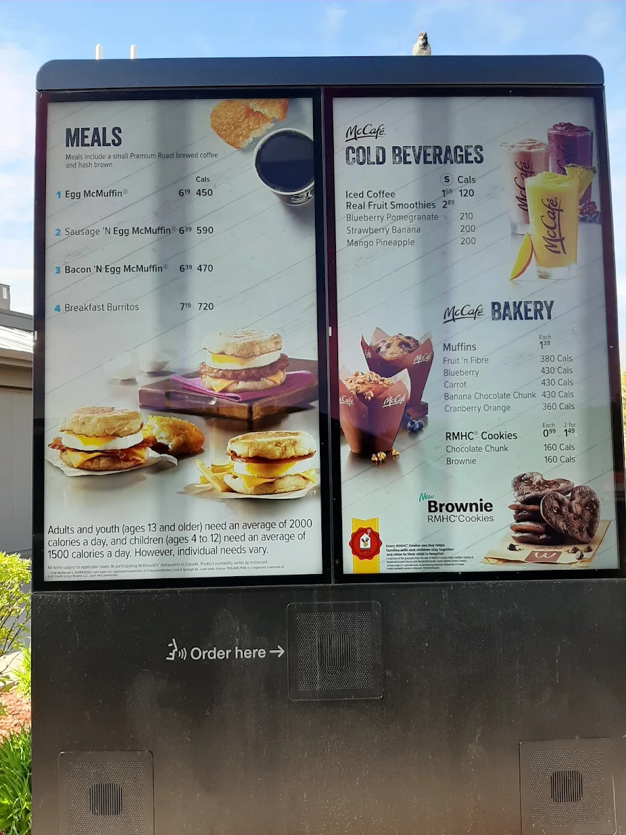 Menu, McDonald's