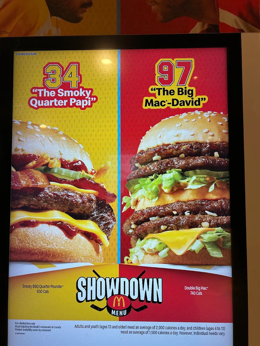 Menu, McDonald's