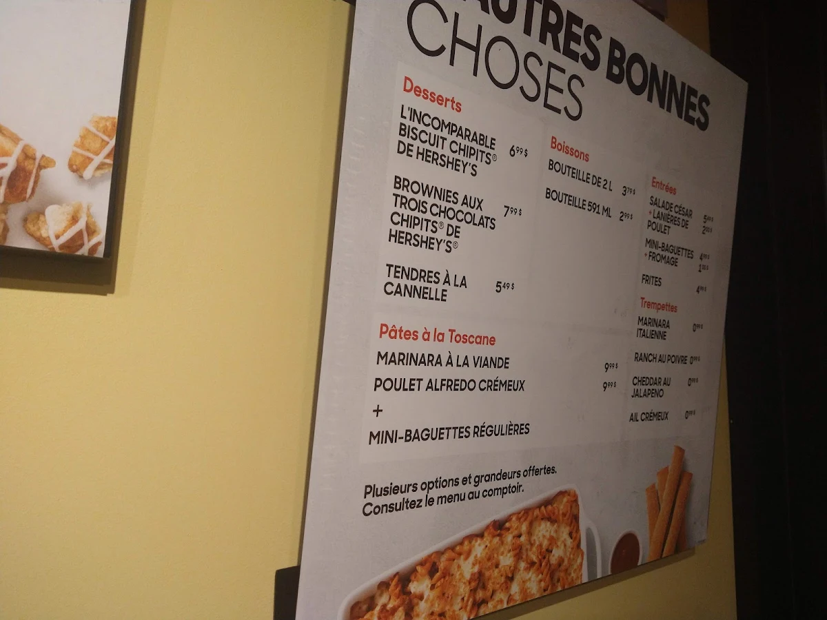 Menu, Pizza Hut