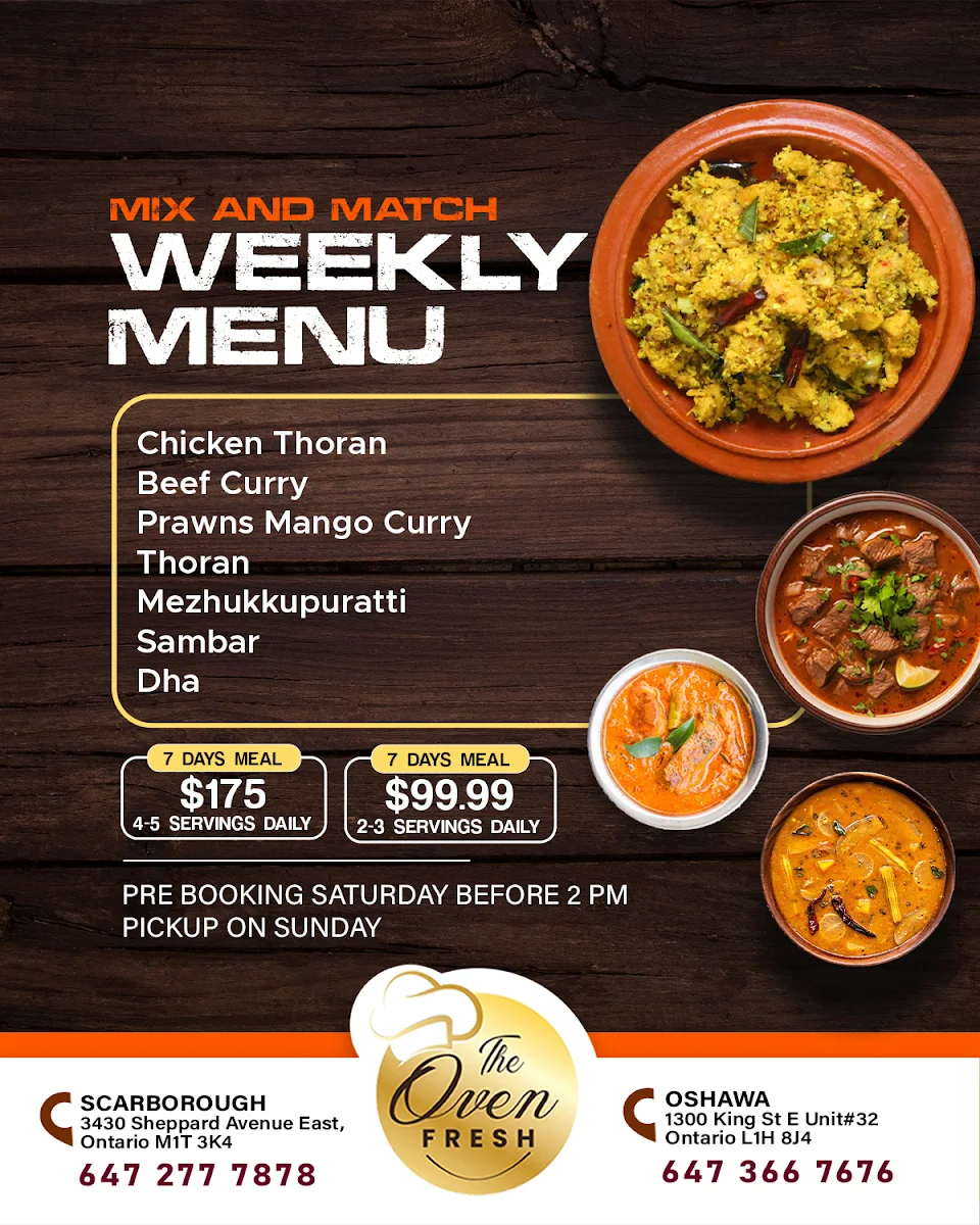 Menu, The Oven Fresh