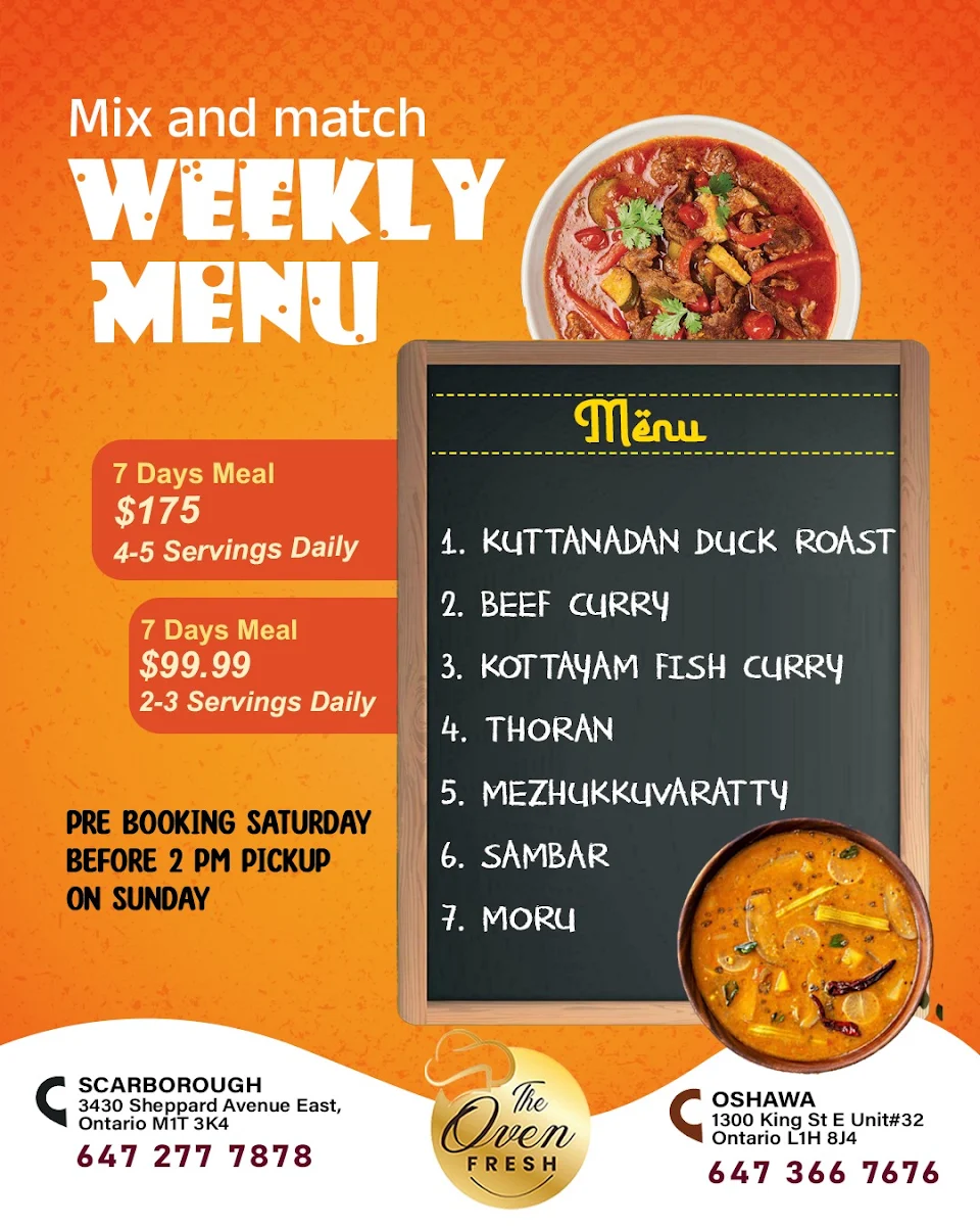 Menu, The Oven Fresh