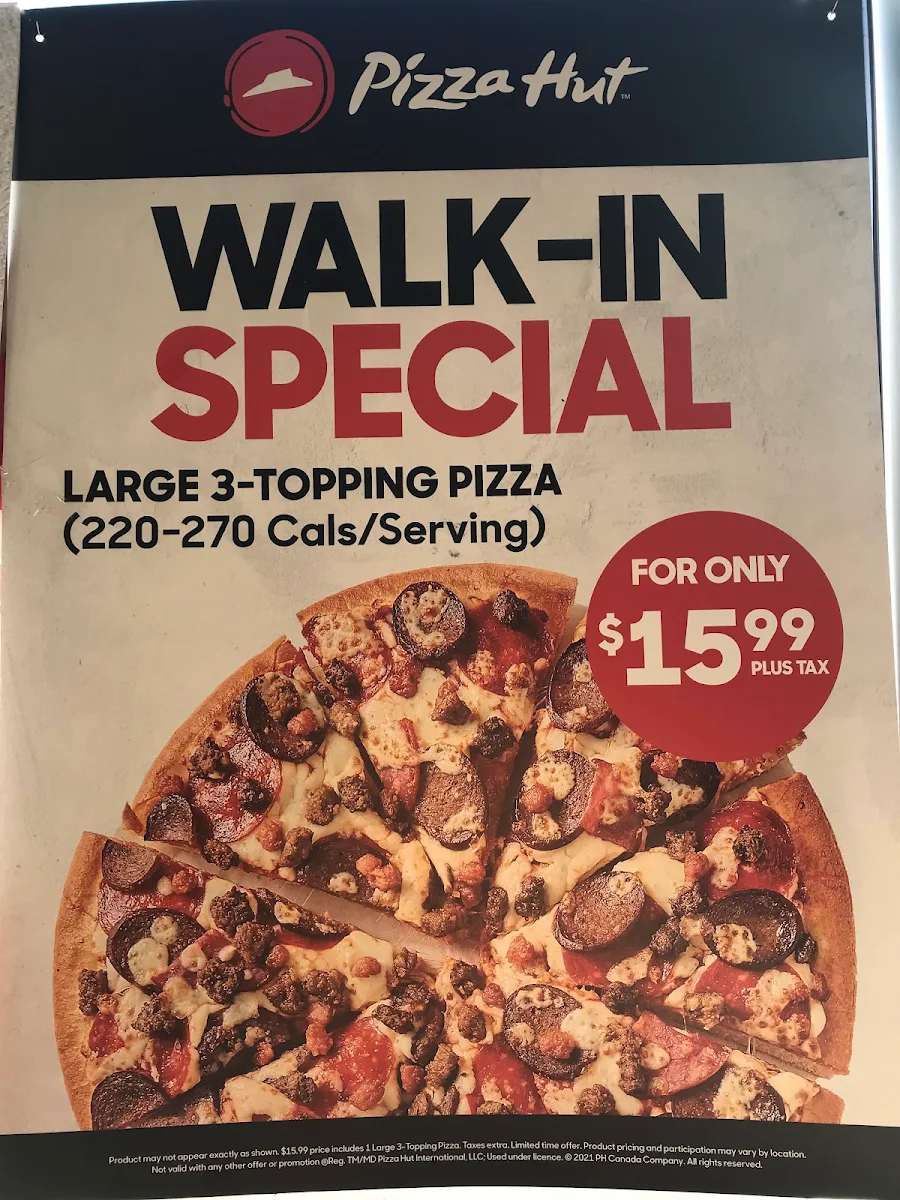 Menu, Pizza Hut