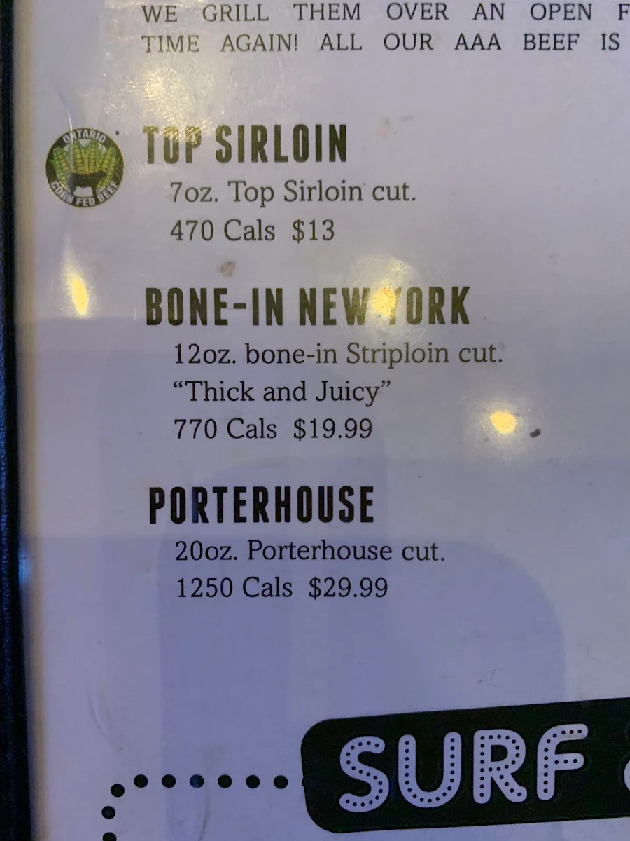 Menu, Chuck’s Roadhouse Bar and Grill