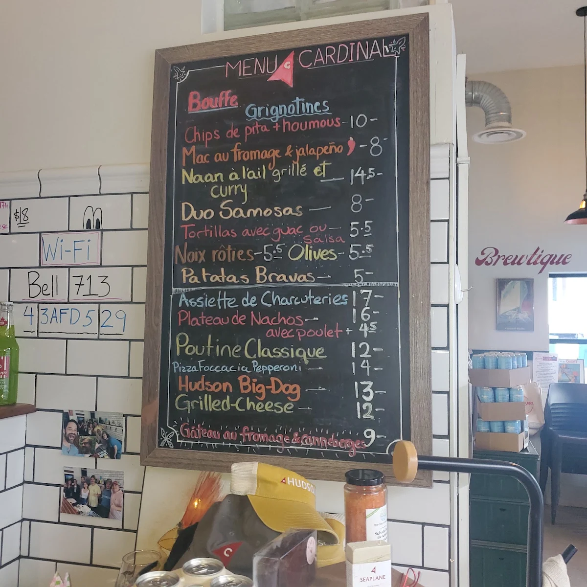 Menu, Cardinal Brewing