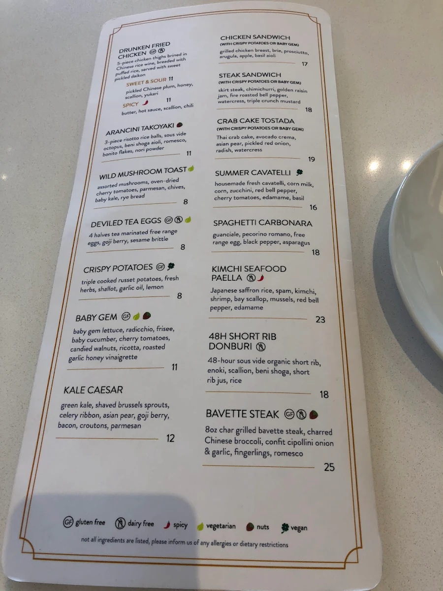 Menu, Cafe Bon Bon