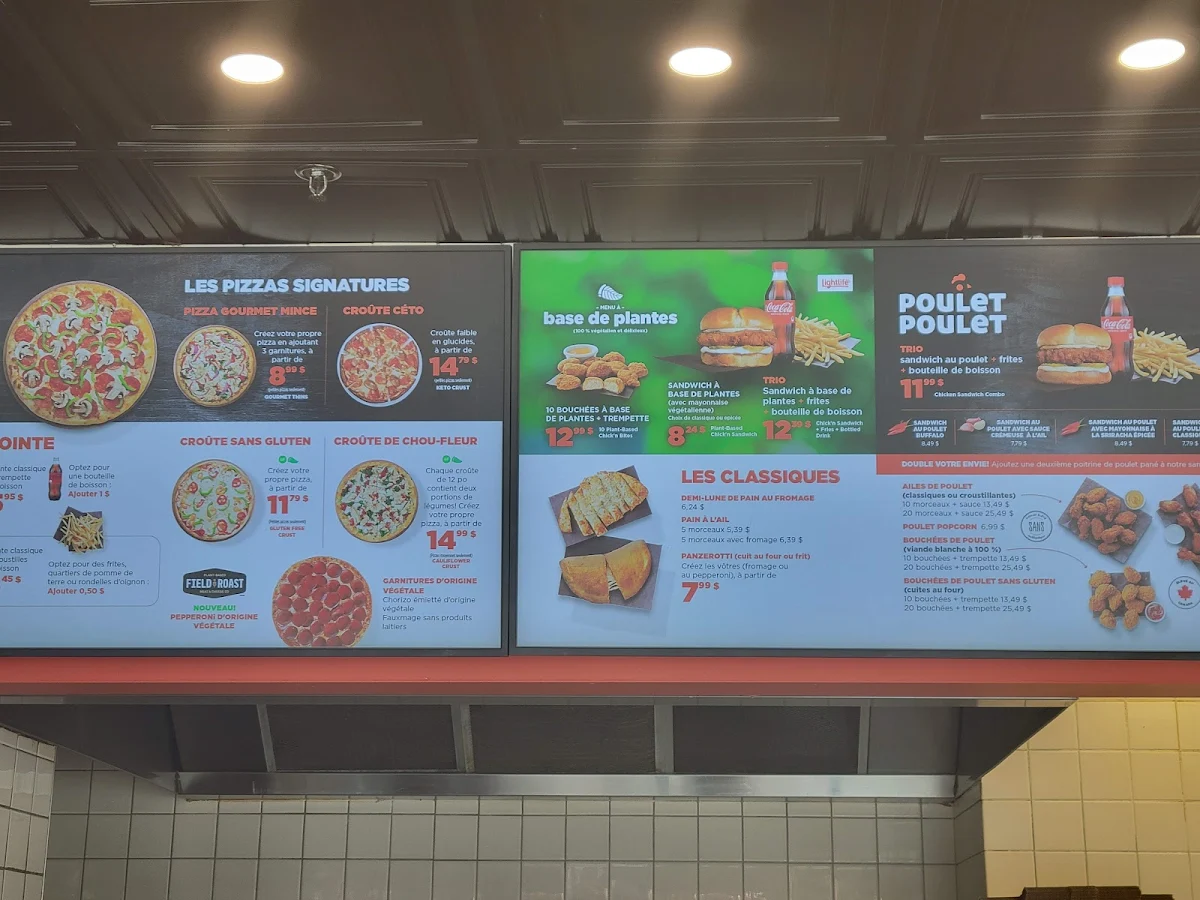 Menu, Pizza Pizza