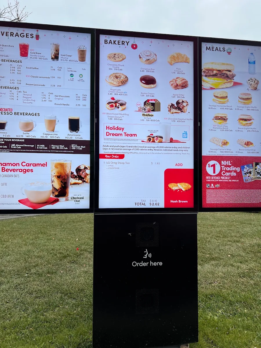 Menu, Tim Hortons