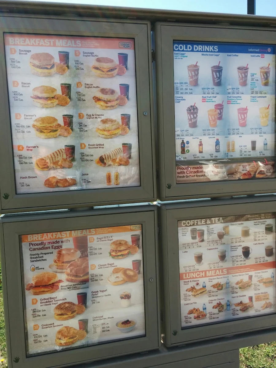 Menu, Tim Hortons