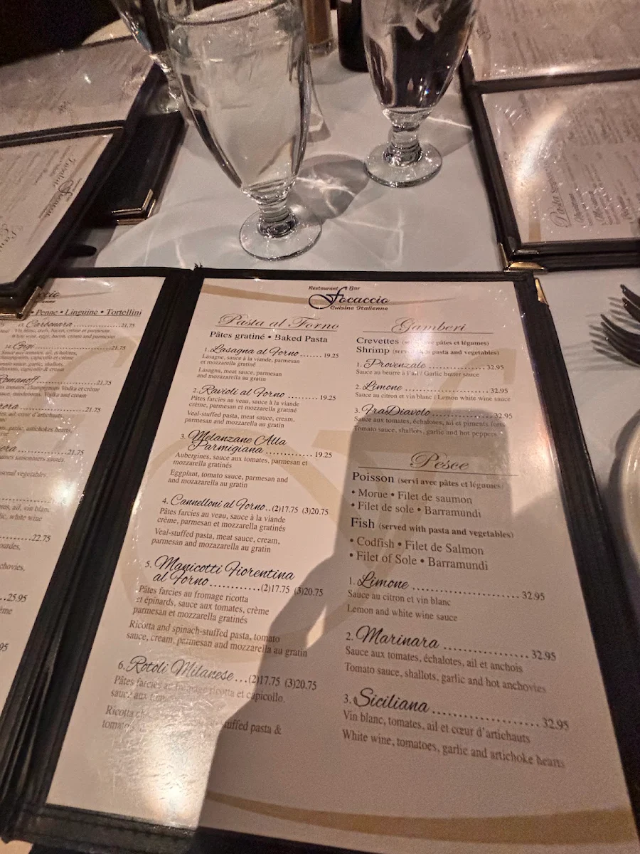Menu, Restaurant Bar Focaccio