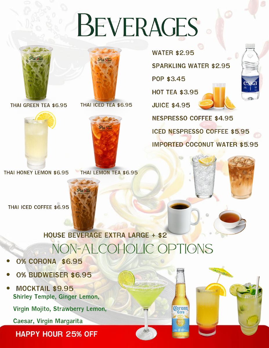 Menu, Pik Thai Restaurant