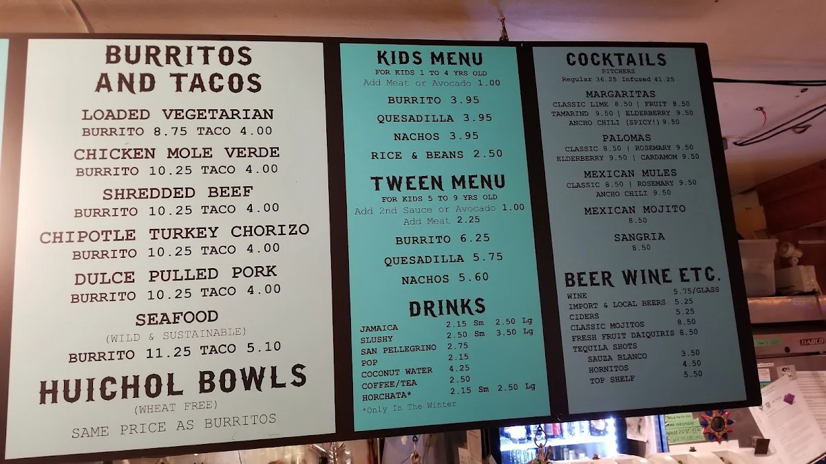 Menu, El Taco
