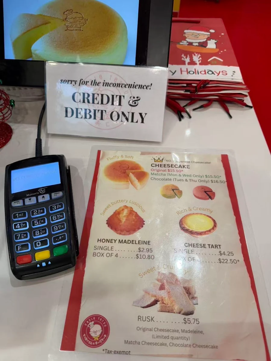Menu, Uncle Tetsu's Japanese Cheesecake, CrossIron Mills