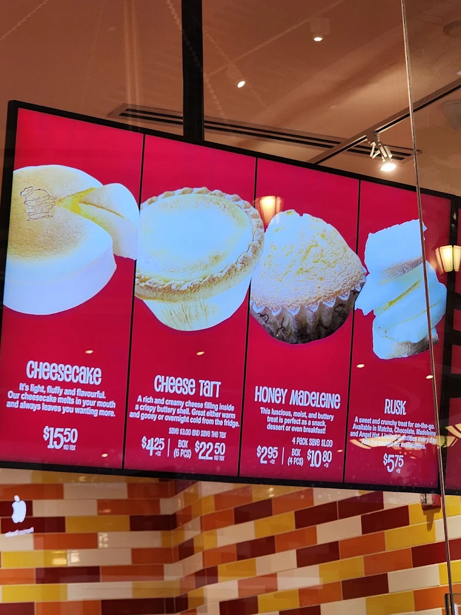Menu, Uncle Tetsu's Japanese Cheesecake, CrossIron Mills